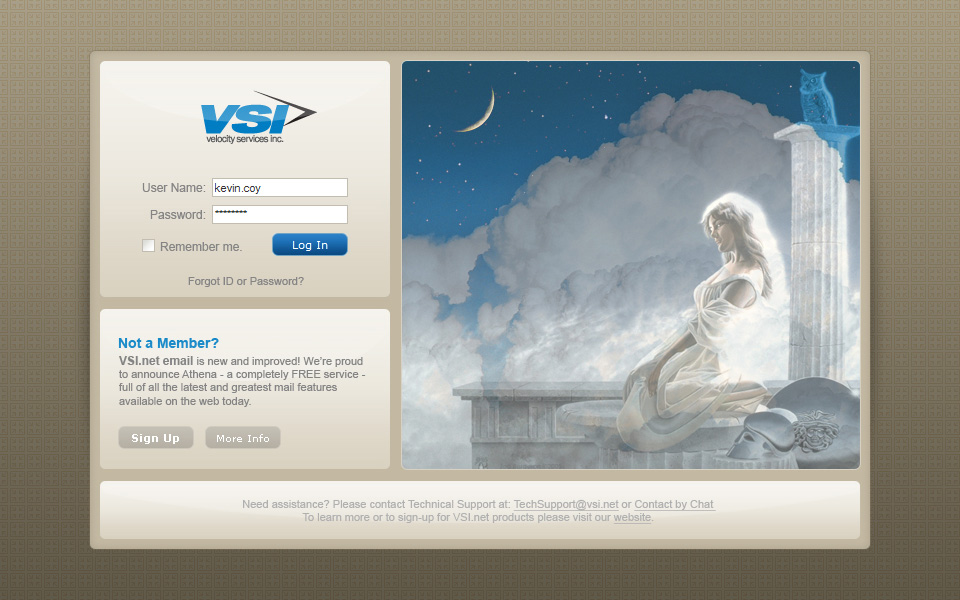 VSI.net sign-in page.